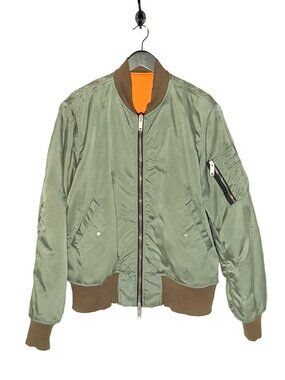 Unravel Project Green Distressed Flight Bomber Jacket